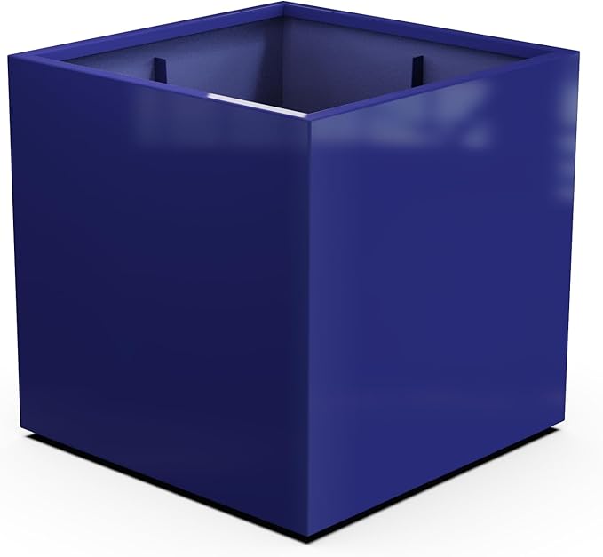 Plantercraft Powder-Coated Aluminum Planter Box - Square Cube - Metal All Weather | Indoor Outdoor | Made in USA | Fully Assembled