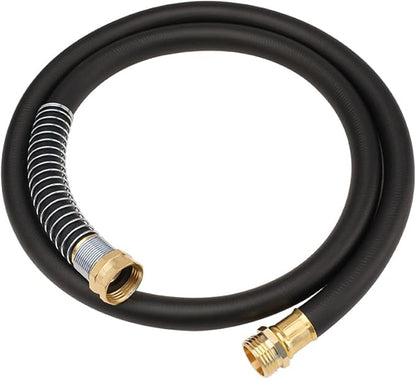 WiseFlow Garden Hose 5FT x 5/8", Heavy Duty Rubber Hose, Water Hose with Five Layered Braiding, Male Female Fittings, 1000PSI Burst, 300PSI Working (Black)
