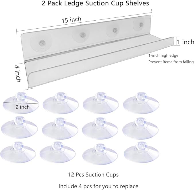 2 Pack Acrylic 15 Inch Window Box Shelf Ledge Suction Cup Shelf Box for Herbs Planter Succulents