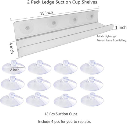 2 Pack Acrylic 15 Inch Window Box Shelf Ledge Suction Cup Shelf Box for Herbs Planter Succulents
