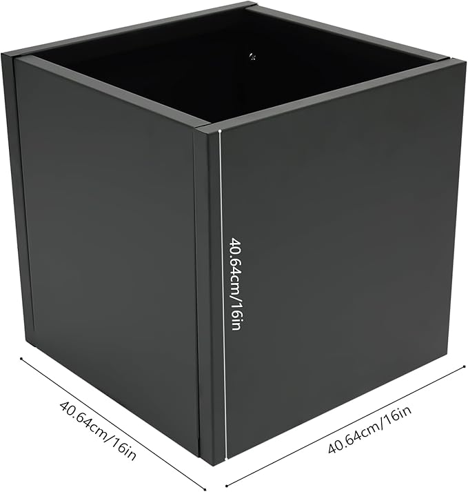 Square Outdoor Planters, Steel Planter Box, Cube Planter Box, Metal Planter Boxes Indoor&Outdoor for Patio, Deck, Yard, Garden (16 x 16 x 16in)