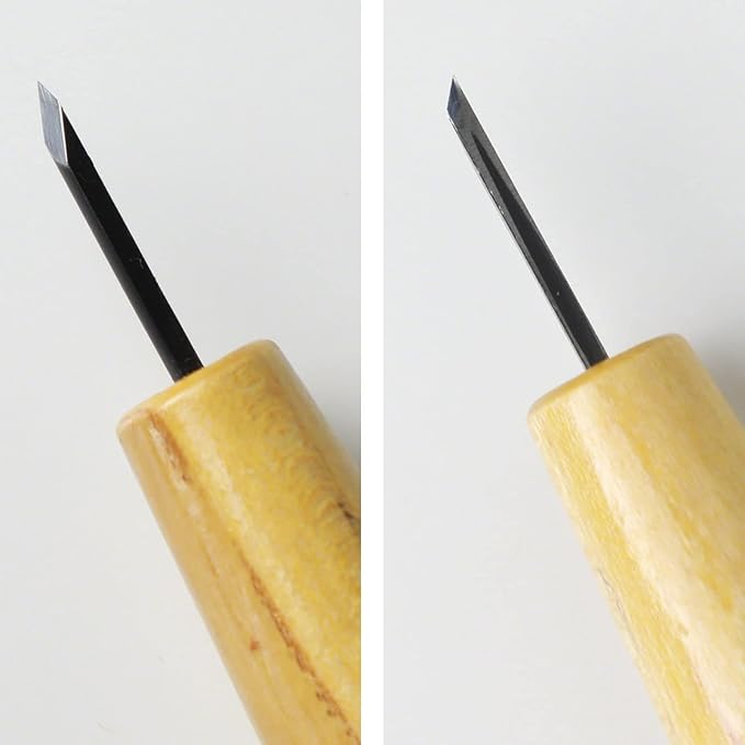Wazakura Made in Japan Bonsai Chisel Single Bevel Skewed Hand Carving Tool 1.5 mm for Jin Shari Making, DIY Woodcarving Knife for Experts and Beginners (Single Bevel Skewed Kiwa Shape 1.5 mm)
