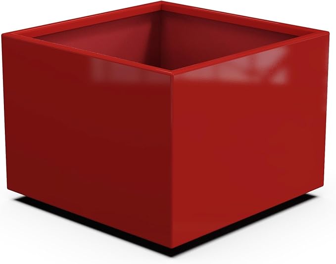 Plantercraft Powder-Coated Aluminum Planter Box - Square Cube - Metal All Weather | Indoor Outdoor | Made in USA | Fully Assembled