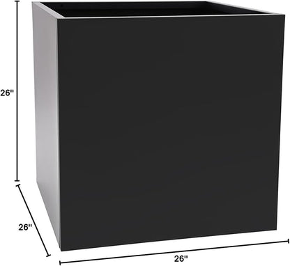 DYNAMI Square Planter Box Black Steel Planter,26x26x26in Metal Planter Box Large Cube Plant Pot for Outdoor Plants,Modern Heavy Duty Flower Pot for Patio, Deck, Yard, Garden