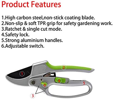 GARDEN GURU 2 in 1 Ratchet Pruning Shears Clippers – 4X Cutting Power – Ratcheting Garden Anvil Pruners Scissors - Ergonomic Grip - Makes Tough Cuts Easy - Great for Seniors & Arthritic Hands