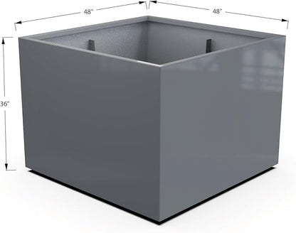 Plantercraft Powder-Coated Aluminum Planter Box - Square Cube - Metal All Weather | Indoor Outdoor | Made in USA | Fully Assembled