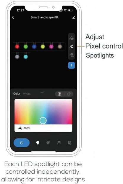 ZYAN Smart RGB Color Changing Outdoor Landscape Spot Lights, APP Control and Remote Control, Alexa Compatible, Music Sync, Timer, IP65 Waterproof for Garden Yard Pathway, 16 Pack (2x8 Pack)