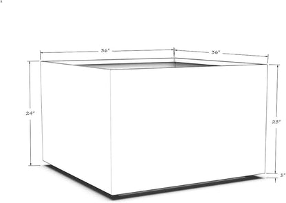 Plantercraft Powder-Coated Aluminum Planter Box - Square Cube - Metal All Weather | Indoor Outdoor Commercial Residential | Made in USA | Fully Assembled