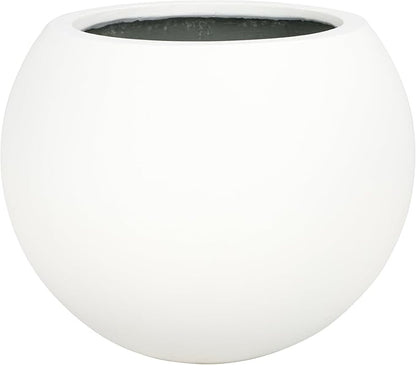 SAFAVIEH Outdoor Patio Furniture Kenslia White Concrete Ficonstone Round Planter Pot (Fully Assembled)