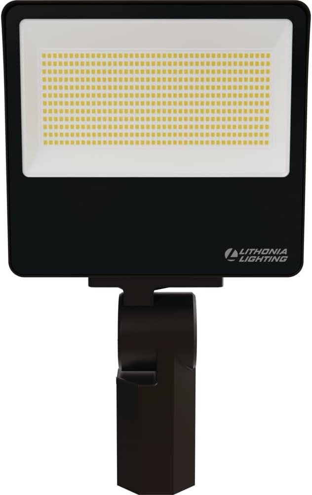 Lithonia Lighting All-in-One LED Flood Light, Waterproof LED Outdoor Light Fixture with Adjustable Brightness and Color Temperature, Yoke or Slipfitter Mount Dusk to Dawn Outdoor Lighting, UVOLT