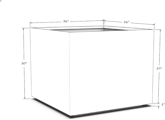 Plantercraft Powder-Coated Aluminum Planter Box - Square Cube - Metal All Weather | Indoor Outdoor Commercial Residential | Made in USA | Fully Assembled