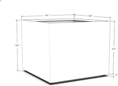 Plantercraft Powder-Coated Aluminum Planter Box - Square Cube - Metal All Weather | Indoor Outdoor Commercial Residential | Made in USA | Fully Assembled