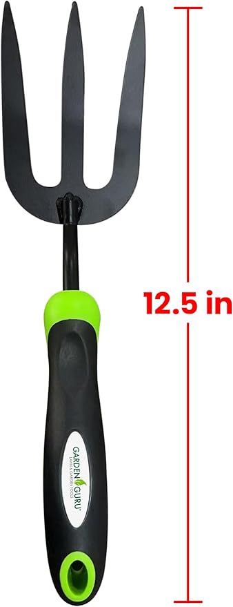 Garden Guru Hand Weeder Fork Tool – Rust Resistant High Carbon Steel – Ergonomic Handle – Great for Planting, Spreading Mulch, Weeding, Loosening & Transplanting Soil