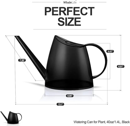 WhaleLife Indoor Watering Can for House Bonsai Plants (1.4L, Black)