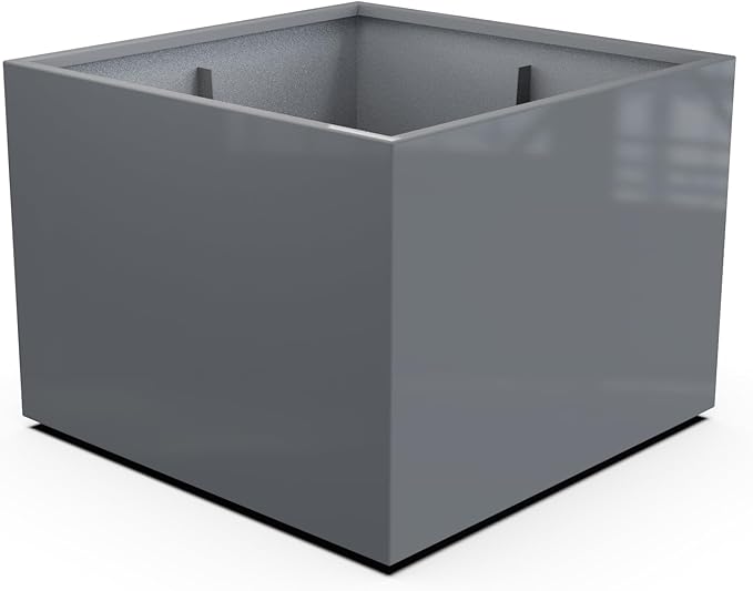 Plantercraft Powder-Coated Aluminum Planter Box - Square Cube - Metal All Weather | Indoor Outdoor | Made in USA | Fully Assembled