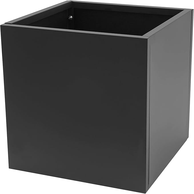 DYNAMI Square Planter Box,24x24x24in Steel Metal Planters Large Cube Plant Pot for Outdoors,Modern Heavy Duty Flower Pot for Patio, Deck, Yard, Garden (Black, 24in)