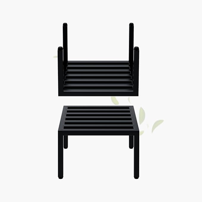 Zhongma 2 Pack 12" Sturdy Potted Plant Stand Flower Pot Holder Heavy Duty Construction, Square Low Plant Stand 12 x 12 x 7.87 inch for Home Indoor and Outdoor, Sturdy plant riser and saucer without Installation Required