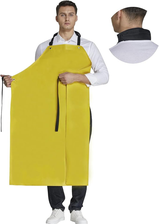 Rubber Waterproof Apron Butcher Heavy Duty -Oil Chemical Resistant Safety Aprons for Cleaning Fish, DishWashing
