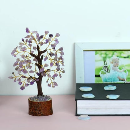 Amethyst Tree - Feng Shui Money Tree - Healing Crystal Tree of Life - Gem Tree - Crystal Tree for Positive Energy - Chakra Tree - Wire Bonsai Tree - Chakra Decor - Crystal Tree Branches