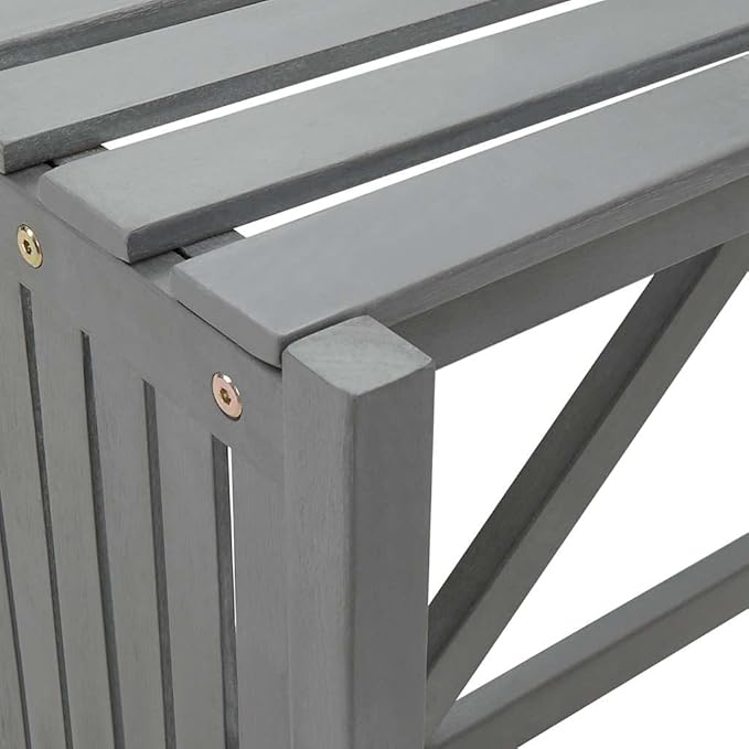 vidaXL Garden Corner Bench with Planter 46.1In Solid Acacia Wood Grey Outdoor Seating for 2 People Stylish and Durable Design Weather Resistant Rustic Furniture Wooden Patio