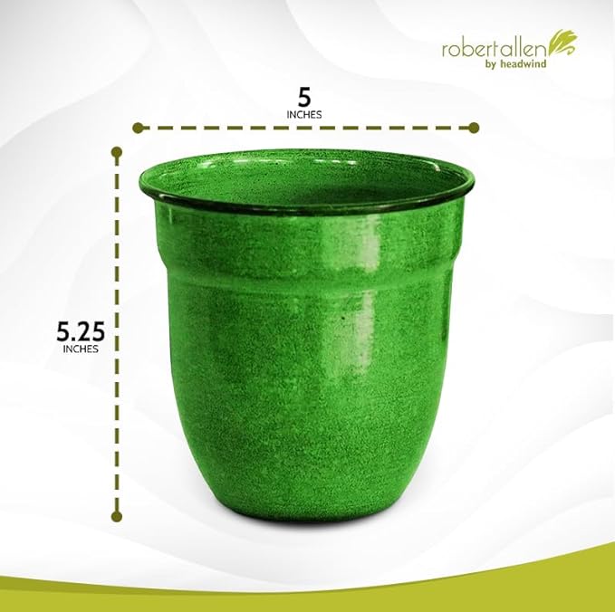 Headwind Glazed Ironstone Boutique Collection Plant Pot Indoor – Mini Venti 5 Inch – Kale Color Flower Pots for Indoor Plants - Glazed Pots for Plants by Robert Allen