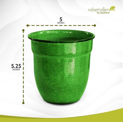 Headwind Glazed Ironstone Boutique Collection Plant Pot Indoor – Mini Venti 5 Inch – Kale Color Flower Pots for Indoor Plants - Glazed Pots for Plants by Robert Allen