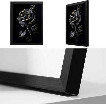 Canvas Bathroom Wall Art Prints Black Framed Wall Art Decor Black Gold Flowers Wall Art Decor Artwork for Walls Wall Pictures for Bathroom Botanical Hallway Over Bed Wall Art Decorations 16x20 Inchs