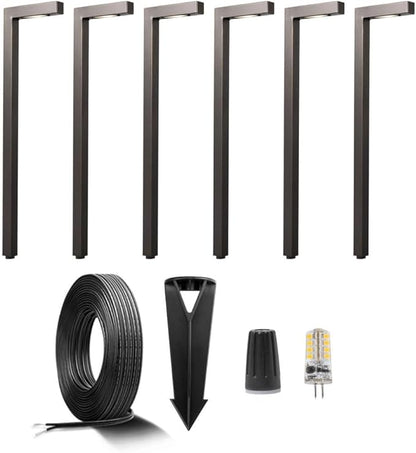 Gardenreet Brass Low Voltage Path Lighting Kit (6 Pack Path Lights) with 100 Feet Cable and 30Pack Wire Connectors for Outdoor Pathway House Garden Patio Without Transformer