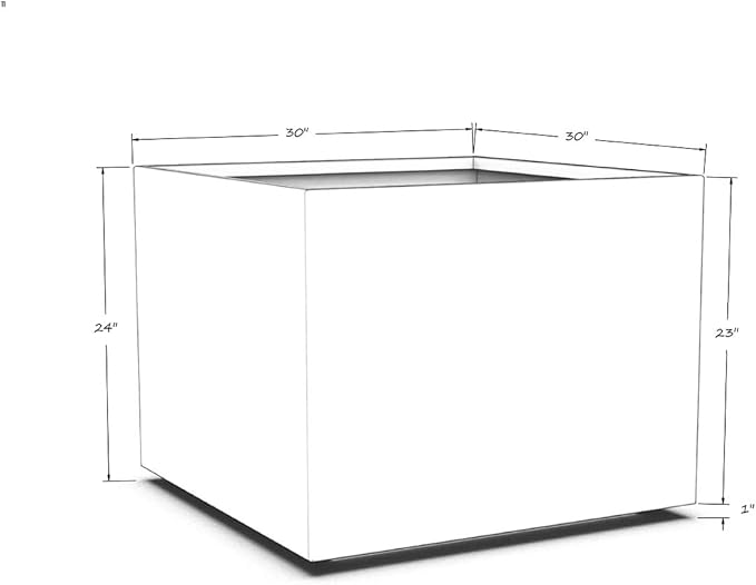 Plantercraft Powder-Coated Aluminum Planter Box - Square Cube - Metal All Weather | Indoor Outdoor Commercial Residential | Made in USA | Fully Assembled