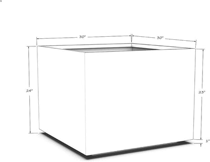 Plantercraft Powder-Coated Aluminum Planter Box - Square Cube - Metal All Weather | Indoor Outdoor Commercial Residential | Made in USA | Fully Assembled