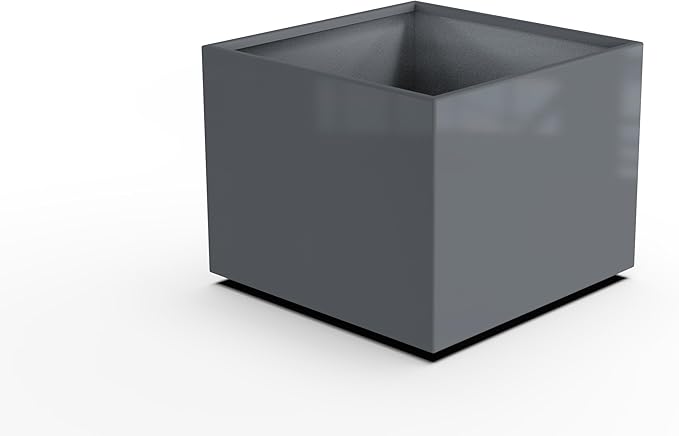 Plantercraft Powder-Coated Aluminum Planter Box - Square Cube - Metal All Weather | Indoor Outdoor | Made in USA | Fully Assembled