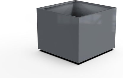 Plantercraft Powder-Coated Aluminum Planter Box - Square Cube - Metal All Weather | Indoor Outdoor | Made in USA | Fully Assembled