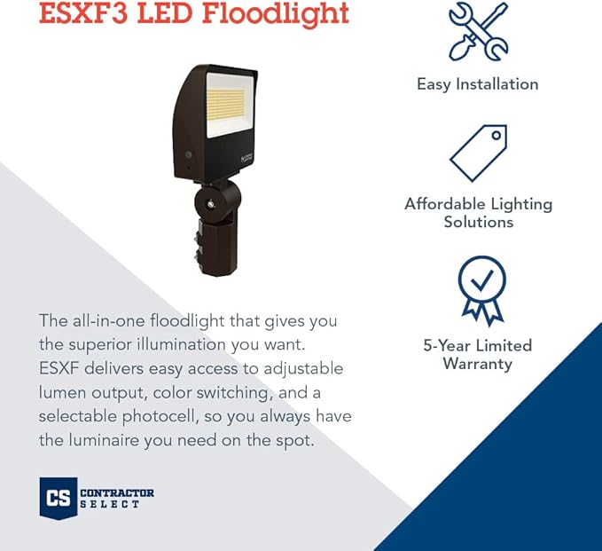 Lithonia Lighting All-in-One LED Flood Light, Waterproof LED Outdoor Light Fixture with Adjustable Brightness and Color Temperature, Yoke or Slipfitter Mount Dusk to Dawn Outdoor Lighting, MVOLT