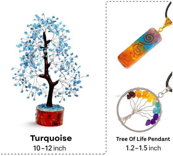 Turquoise Crystal Tree with Silver Wire – Handcrafted Gemstone Bonsai for Home Décor, Reiki, and Positive Energy