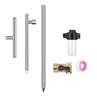 Complete Root Watering Set Stainless Steel Irrigation Spikes Fertilizers Bottle Brass Valves for Shrub Fruit Trees Heavy Duty Root Irrigation Tool