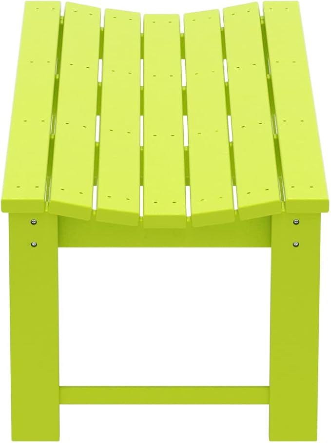 WO Home Furniture Outdoor 46" Backless HDPE Adirondack Bench, Poly Lumber Seat for Patio, Backyard, Balcony, All Weather Resistant with UV Protection, Lime