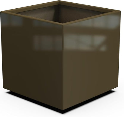Plantercraft Powder-Coated Aluminum Planter Box - Square Cube - Metal All Weather | Indoor Outdoor | Made in USA | Fully Assembled