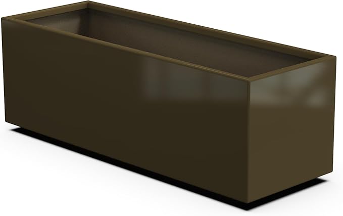 Plantercraft Powder-Coated Aluminum Planter Box - Rectangle - Metal All Weather | Indoor Outdoor | Made in USA | Fully Assembled