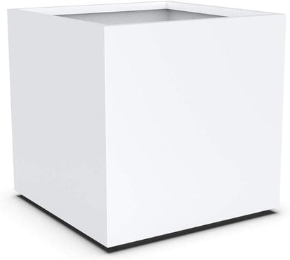Plantercraft Powder-Coated Aluminum Planter Box - Square Cube - Metal All Weather | Indoor Outdoor Commercial Residential | Made in USA | Fully Assembled