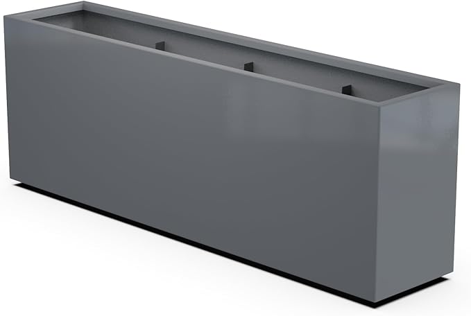 Plantercraft Powder-Coated Aluminum Planter Box - Rectangle - Metal All Weather | Indoor Outdoor | Made in USA | Fully Assembled