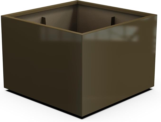 Plantercraft Powder-Coated Aluminum Planter Box - Square Cube - Metal All Weather | Indoor Outdoor | Made in USA | Fully Assembled