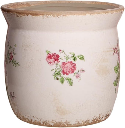 Rustic Ceramic Pots for Plants, 6.21in. Vintage Crackle Glazed Planters for Indoor & Outdoor Plants with Drainage Hole, Unique Planting Pots for Gardening, Tuscan Decor Plant Pots Indoor, Floral