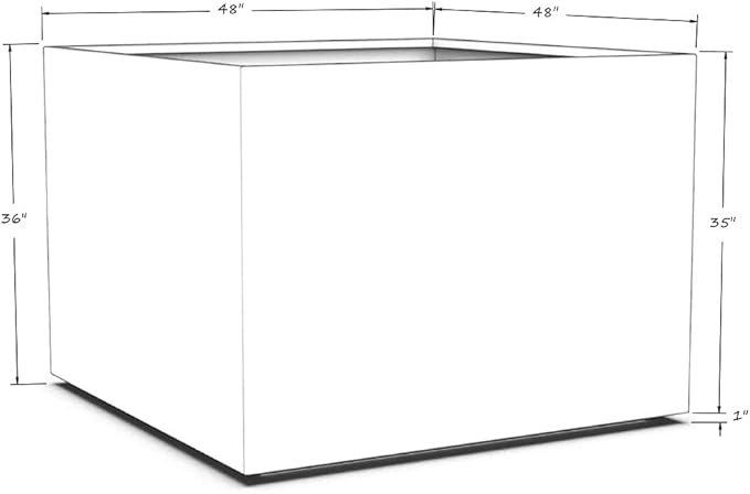 Plantercraft Powder-Coated Aluminum Planter Box - Square Cube - Metal All Weather | Indoor Outdoor Commercial Residential | Made in USA | Fully Assembled