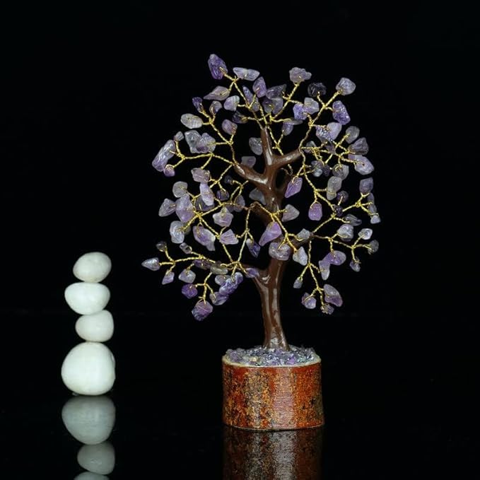 Amethyst Tree - Feng Shui Money Tree - Healing Crystal Tree of Life - Gem Tree - Crystal Tree for Positive Energy - Chakra Tree - Wire Bonsai Tree - Chakra Decor - Crystal Tree Branches