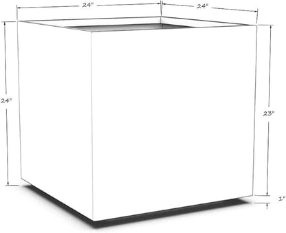 Plantercraft Powder-Coated Aluminum Planter Box - Square Cube - Metal All Weather | Indoor Outdoor Commercial Residential | Made in USA | Fully Assembled