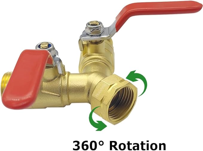 Hooshing Garden Hose Splitter 2 Way Heavy Duty Brass Full Flow Hose Connector with Long Handle 3/4" GHT Thread