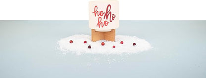 Ceramic Holiday Planter Pot, Ho Ho Ho Design, Creme & Red, Holds 4" House Plant or Succulent, Festive Winter Christmas Home Décor with Wood Stand