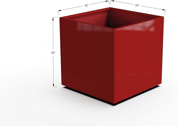 Plantercraft Powder-Coated Aluminum Planter Box - Square Cube - Metal All Weather | Indoor Outdoor | Made in USA | Fully Assembled