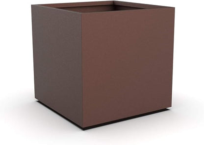 Plantercraft Powder-Coated Aluminum Planter Box - Square Cube - Metal All Weather | Indoor Outdoor Commercial Residential | Made in USA | Fully Assembled
