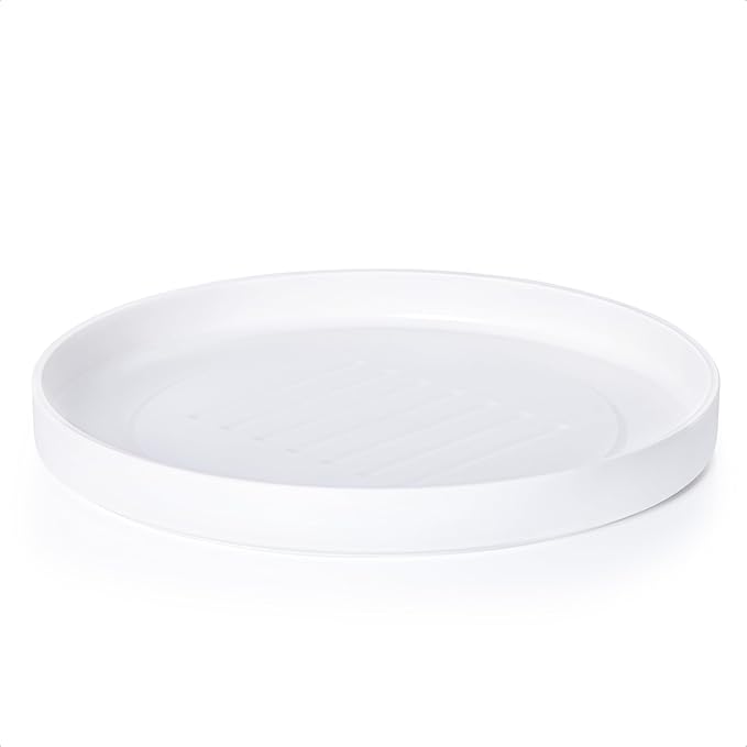 Phoenix Vine 14 Inch Plastic Plant Saucer Water Drip Tray, Heavy Sturdy Round Plant Drainage Tray for Indoors Outdoor, Matte White, 21-TY-14W-1